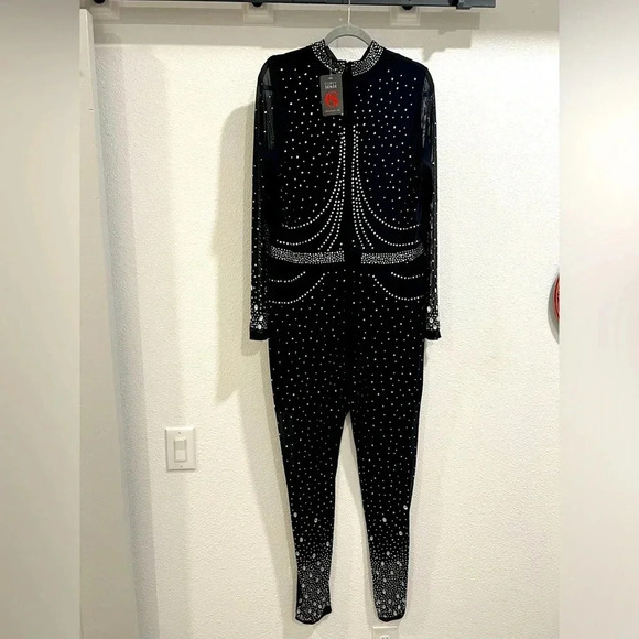 NWT Curvy Sense jumpsuit with RHINSTONES! 2X, this thing is gorgeous!! - Picture 4 of 8